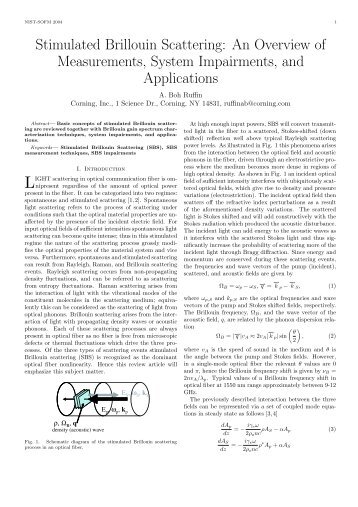 Stimulated Brillouin Scattering: An Overview of Measurements ...