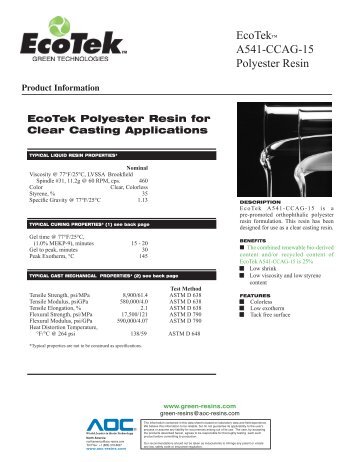 EcoTekâ¢ A541-CCAG-15 Polyester Resin - Green-Resins.com