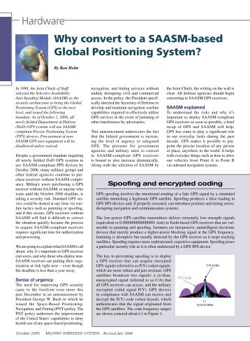 Why convert to a SAASM-based Global Positioning System?October ...