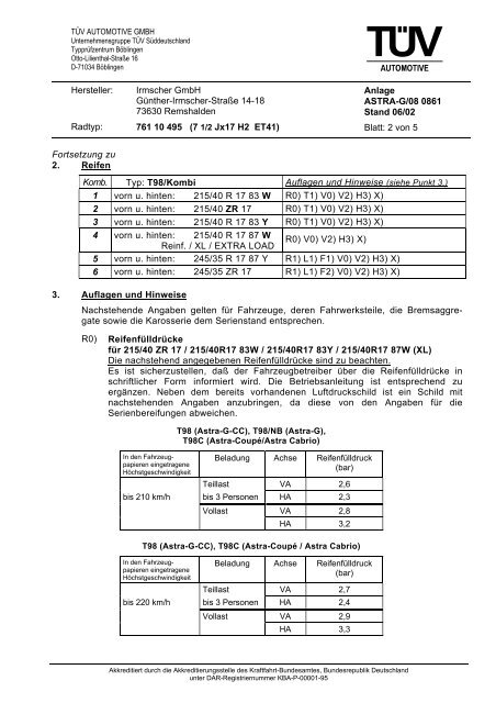 TÃV-Gutachten - Irmscher