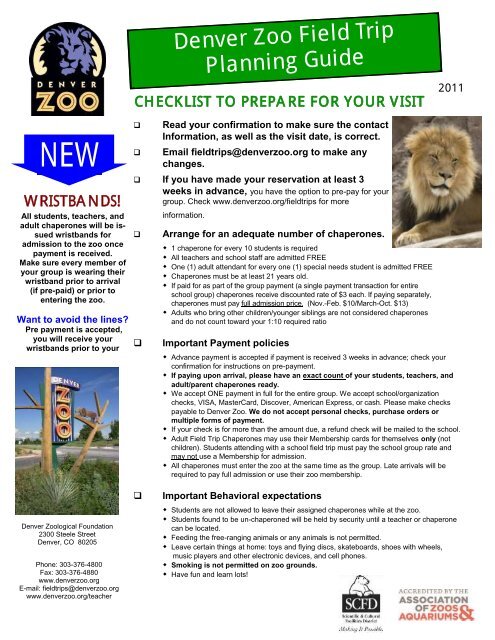 Denver Zoo Field Trip Planning Guide