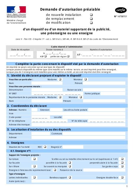 Demande d'autorisation prÃ©alable - Formulaires en ligne