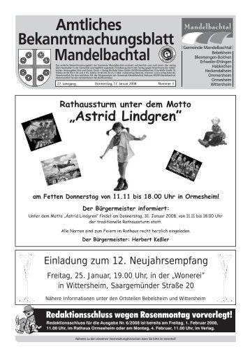 Amtliches Bekanntmachungsblatt Mandelbachtal U