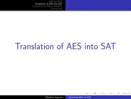 Attacking AES via SAT - Department of Computer Science
