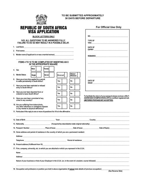 republic-of-south-africa-visa-application