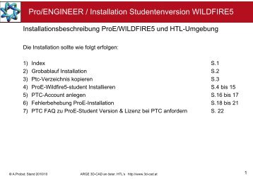 Pro/ENGINEER / Installation Studentenversion ... - ARGE 3D-CAD