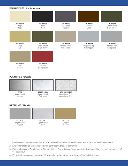 Tableau des couleurs - Agway Metals Inc