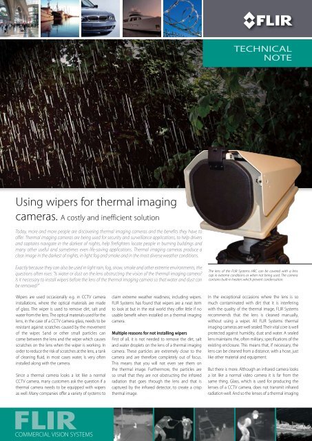 Using wipers for thermal imaging