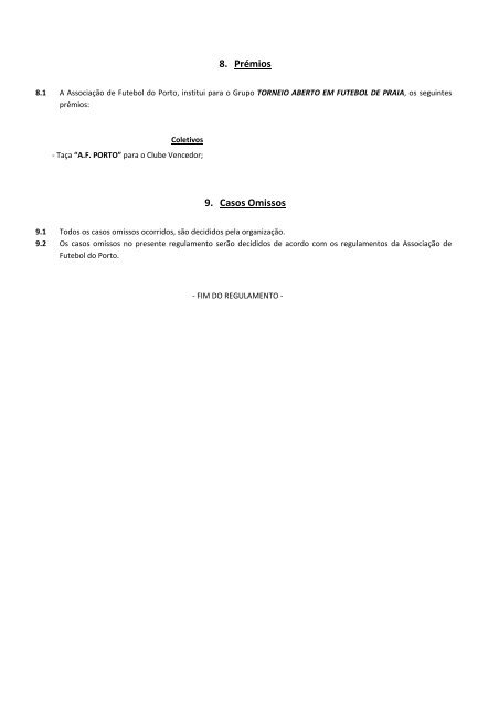 regulamento torneio aberto futebol praia - AssociaÃ§Ã£o de Futebol do ...