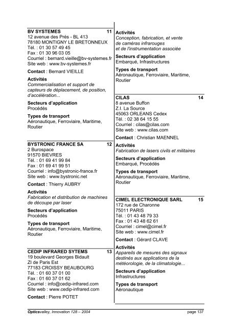 Etude Paris-Optique-Transport, 2004 - Opticsvalley