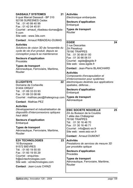 Etude Paris-Optique-Transport, 2004 - Opticsvalley