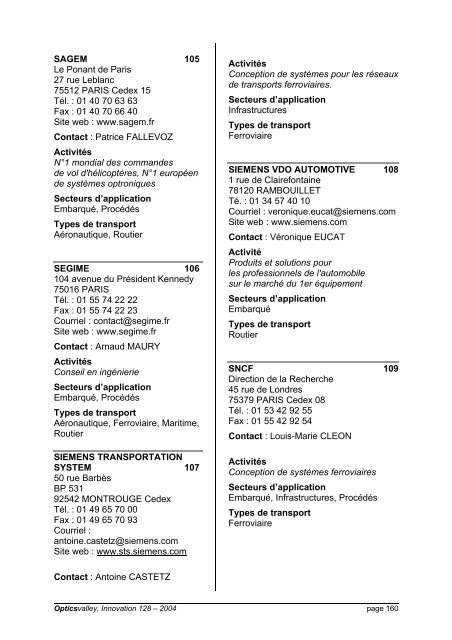 Etude Paris-Optique-Transport, 2004 - Opticsvalley