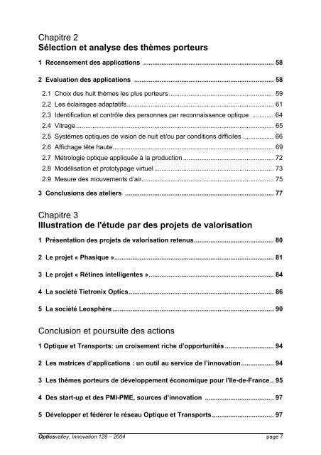 Etude Paris-Optique-Transport, 2004 - Opticsvalley