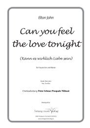 Can you feel the love tonight - Arrangement Verlag