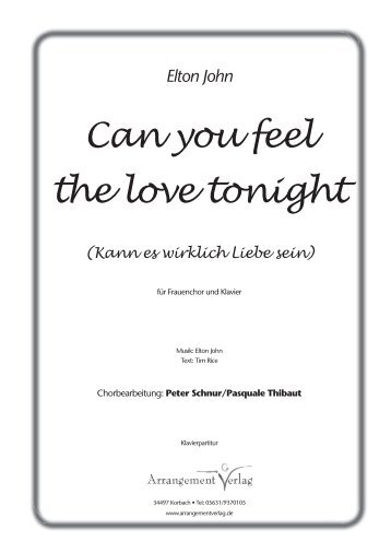 Can you feel the love tonight - Arrangement Verlag