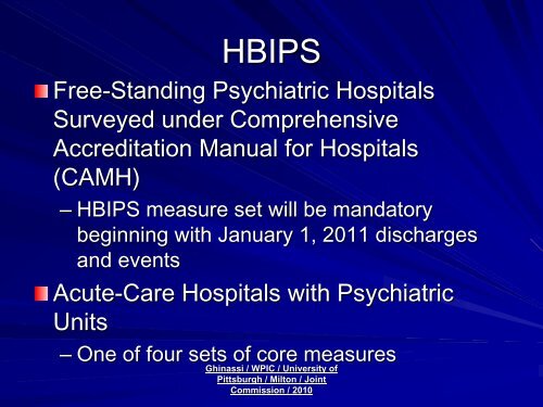 Hospital Based Inpatient Psychiatric Services (HBIPS) - Institute of ...