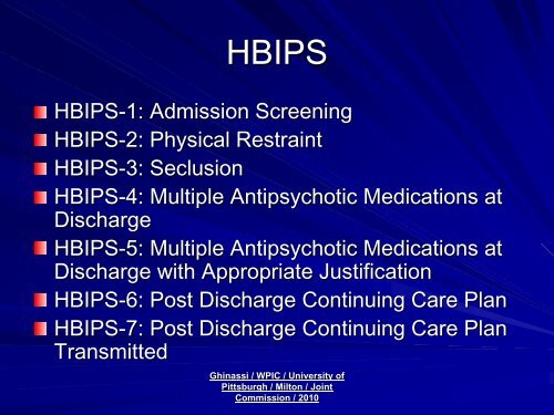 Hospital Based Inpatient Psychiatric Services (HBIPS) - Institute of ...