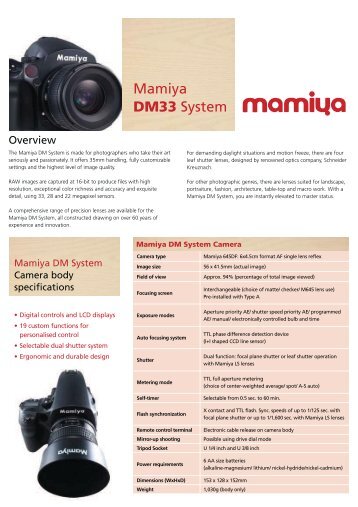 Mamiya DM33 System