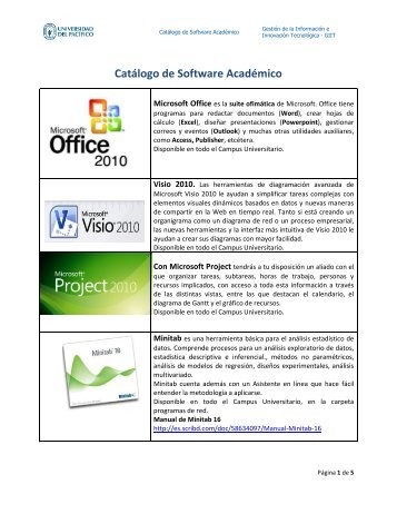 ver catálogo de software académico - Campus Virtual