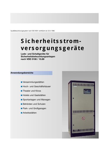 Sicherheitsstrom- versorgungsgerÃƒÂ¤te - BBS Industriebatterien