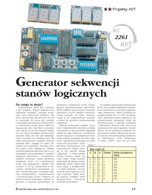 Generator sekwencji stanów logicznych (564KB) - Elportal