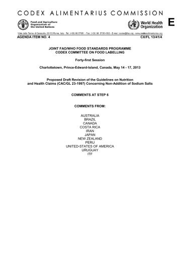 AGENDA ITEM NO. 4 CX/FL 13/41/4 JOINT FAO/WHO ... - FAO.org