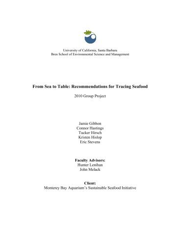 Seafood Group Project Final Report - Bren School of Environmental ...