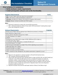 Pre-Installation Checklist Retina CS Management Console