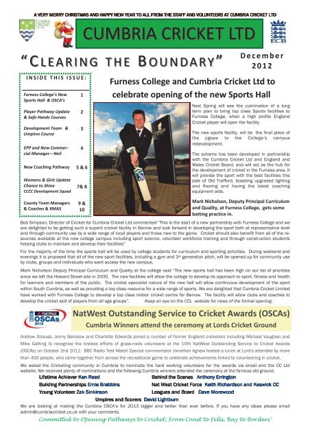 December 2012 - Cumbria Cricket Board