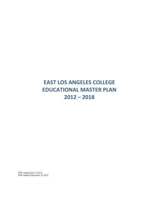 ELAC Educational Master Plan - East Los Angeles College