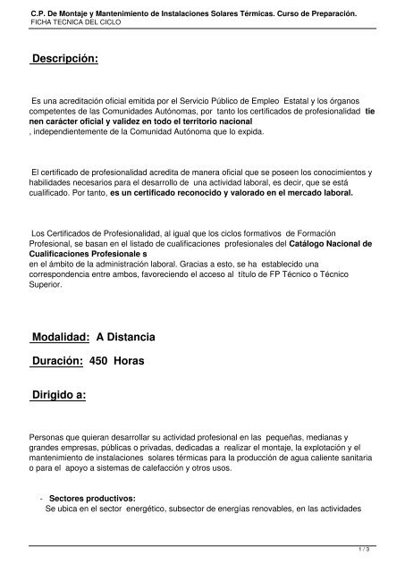 CP De Montaje y Mantenimiento de Instalaciones Solares TÃ©rmicas ...