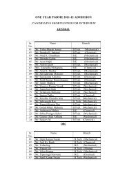 one year pgdme 2011-12 admission candidates shortlisted ... - IMMT