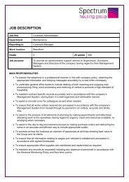 Job Description and Person Specification - Spectrum Housing Group