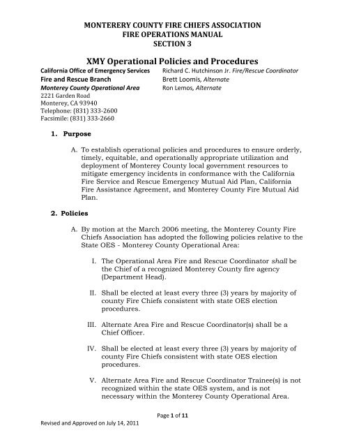 XMY Operational Policies and Procedures - Monterey County Fire ...
