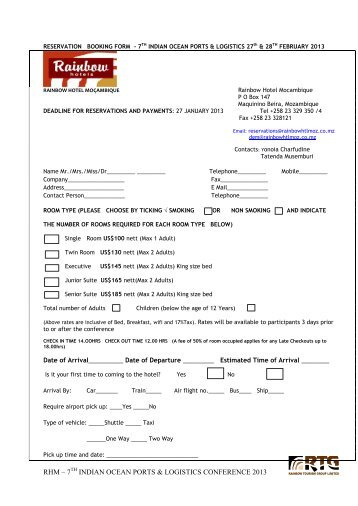 Hotel Reservation Form - Transport Events Management