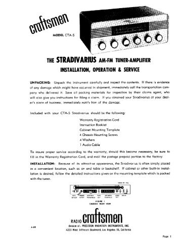 Radio Craftsmen Stradivarius CTA-5 - Mcmlv.org