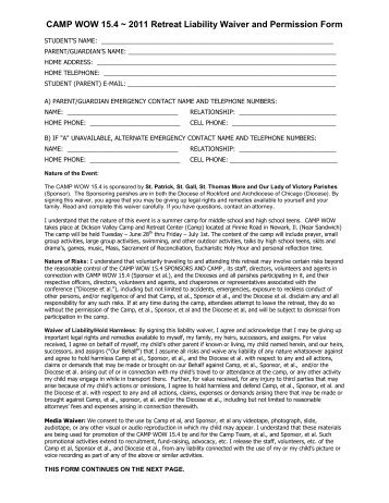 ROCKED BY GOD Retreat Liability Waiver and Permission Form