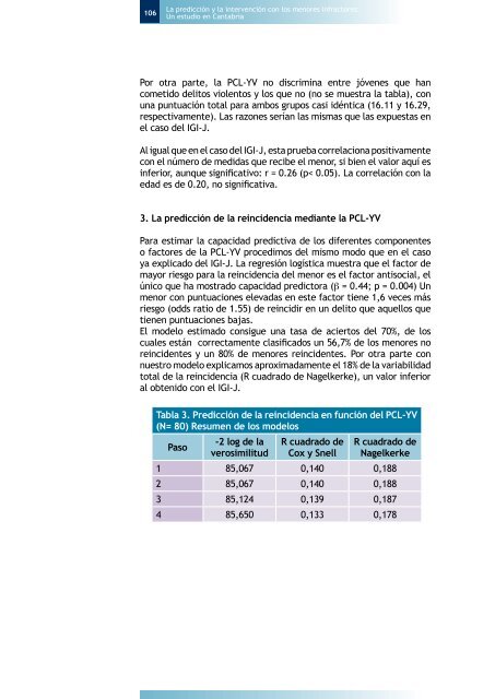 La prediccion y la intervencion con los menores infractores