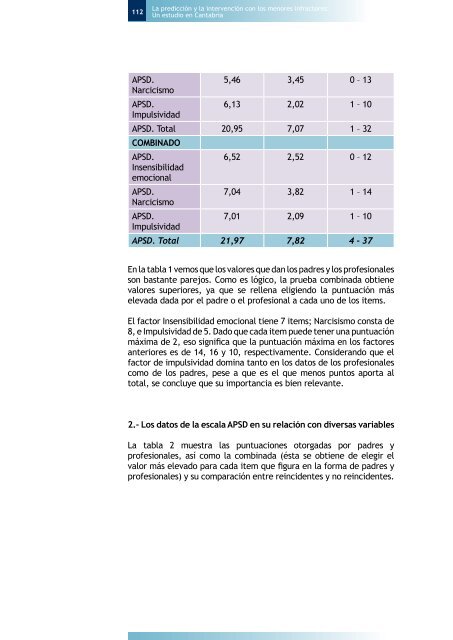 La prediccion y la intervencion con los menores infractores