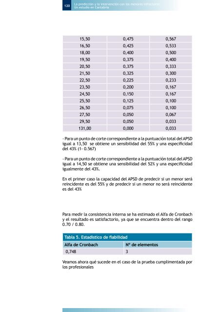 La prediccion y la intervencion con los menores infractores