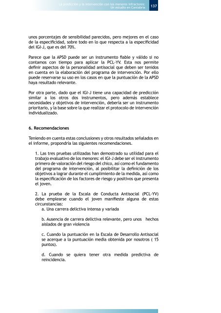 La prediccion y la intervencion con los menores infractores