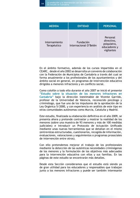 La prediccion y la intervencion con los menores infractores