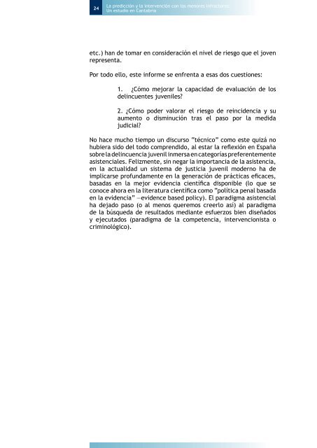 La prediccion y la intervencion con los menores infractores