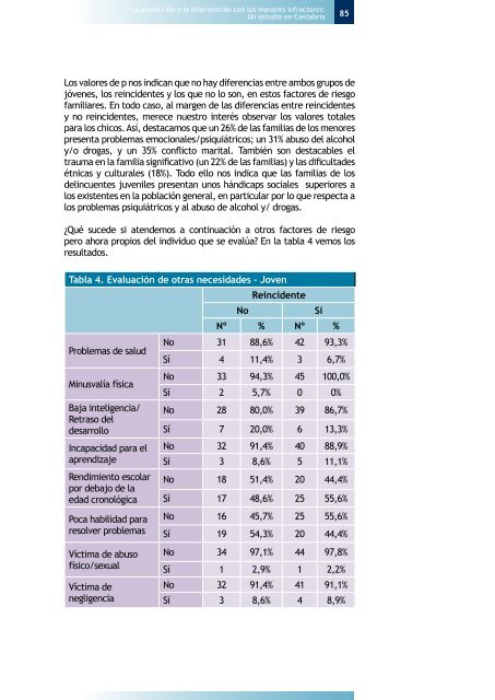 La prediccion y la intervencion con los menores infractores