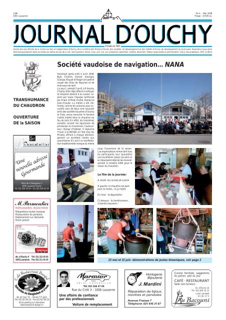 Société vaudoise de navigation... NANA - Journal d'Ouchy