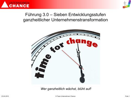 Unternehmen Chance - FÃ¼hrung 3.0