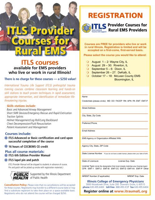 ITLS Provider Courses for Rural EMS ITLS Provider Courses for ...