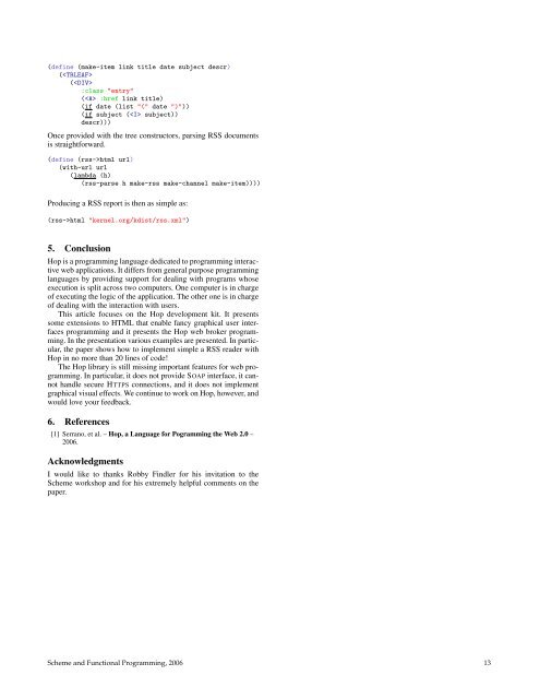 2006 Scheme and Functional Programming Papers, University of