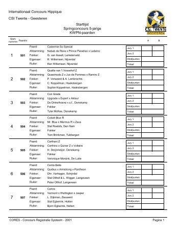 Geesteren Startlijst Springconcours 5-jarige KWPN ... - CSI Twente