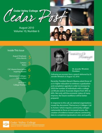 August 2010 Volume 10, Number 6 - Cedar Valley College